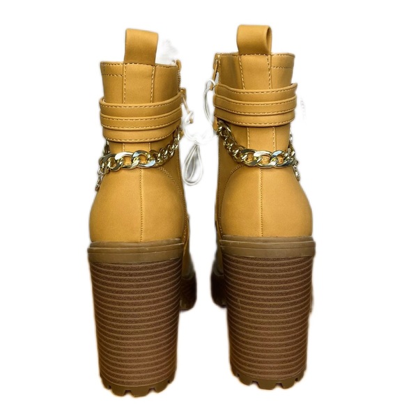 Guess Boots Lug Sole Platform Embellished GBG Gold Chain Los Angeles - Picture 7 of 8